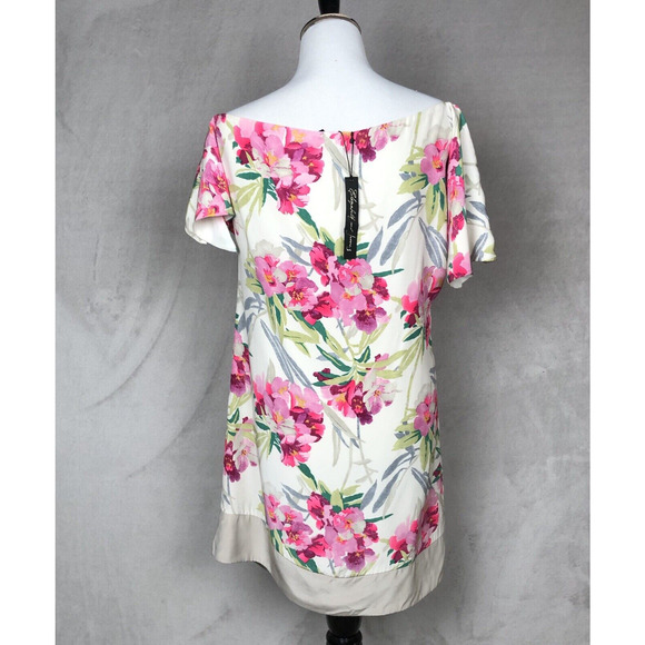NWT ELIZABETH & JAMES Nora Silk Dress Sz M Floral Asymmetrical Hem Neckline $365 - Picture 2 of 16
